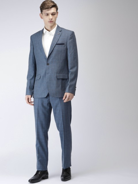 

Raymond Men Blue Self Checked Contemporary Fit Single-Breasted Formal Suit
