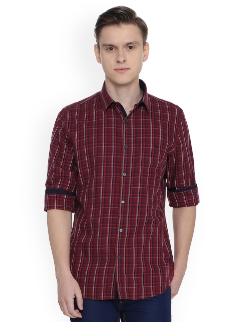 

Van Heusen Men Red Slim Fit Checked Casual Shirt