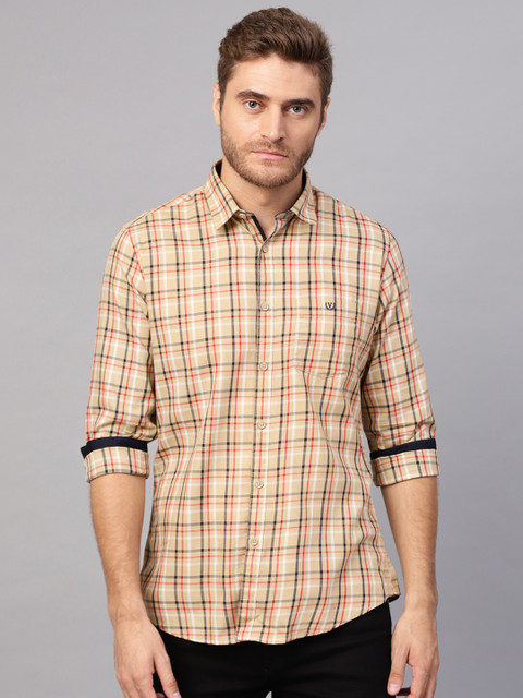 

Van Heusen Men Beige & Red Checked Slim Fit Casual Shirt
