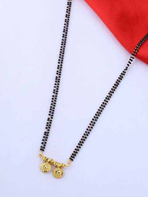 

Voylla Women Black Gold-Plated Beaded Mangalsutra