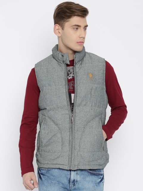 

U.S. Polo Assn. Grey Linen Sleeveless Padded Jacket