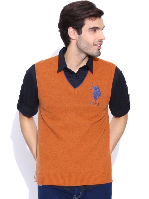 

U.S. Polo Assn. Orange Lambs Wool Sleeveless Sweater
