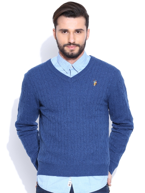

U.S. Polo Assn. Blue Cable Knit Lambswool Sweater