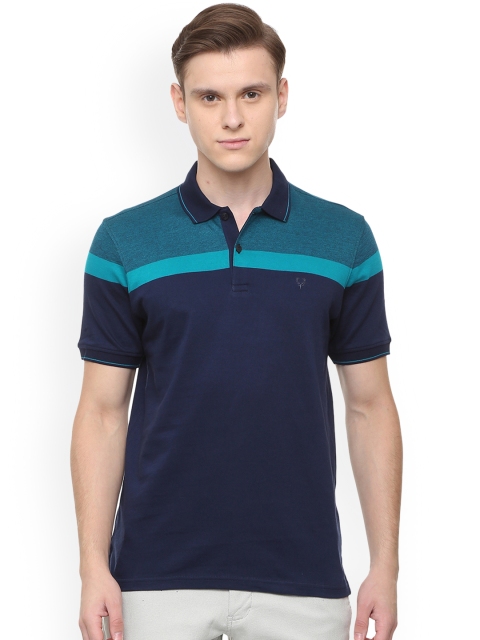 

Allen Solly Men Blue Colourblocked Polo Collar T-shirt