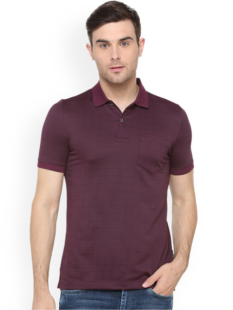

Van Heusen Men Purple Checked Polo Collar T-shirt