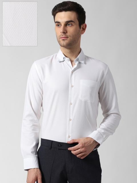 

Peter England Elite Men White Slim Fit Self Design Formal Shirt