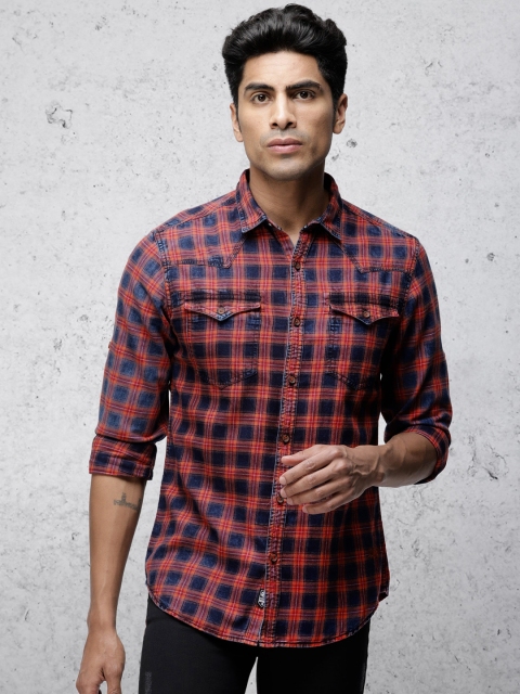 

Ecko Unltd Men Blue & Red Slim Fit Checked Casual Shirt