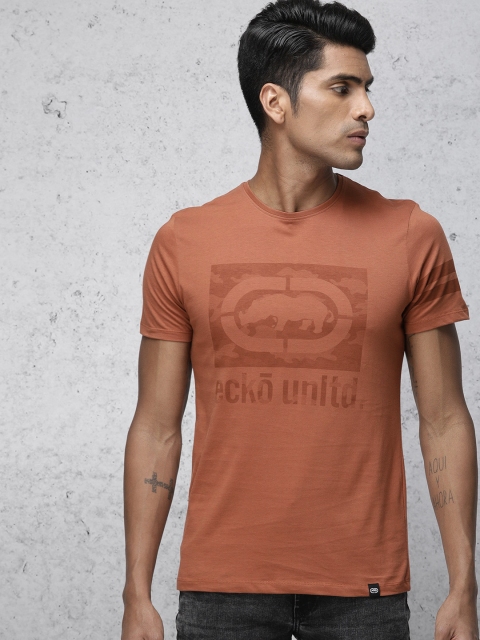 

Ecko Unltd Men Rust Printed Round Neck T-shirt