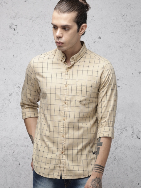 

Ecko Unltd Men Beige & Navy Blue Slim Fit Checked Casual Shirt