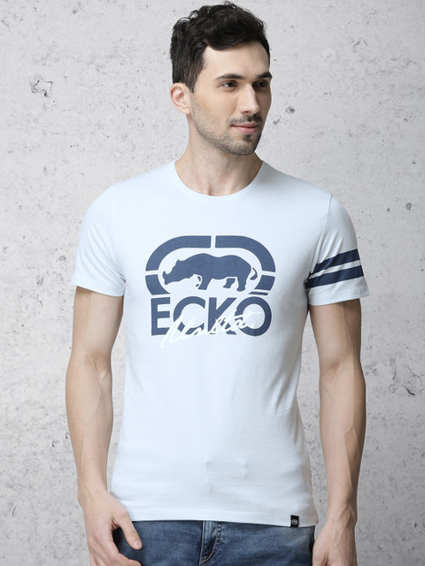 

Ecko Unltd Men Blue Printed Round Neck T-shirt