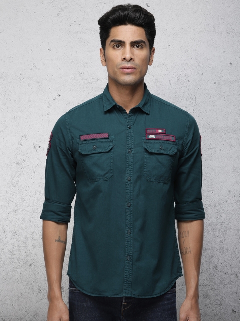 

Ecko Unltd Men Green Slim Fit Solid Casual Shirt