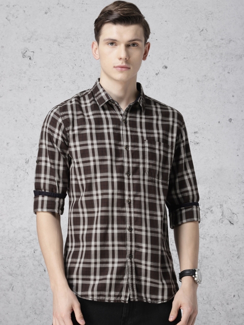 

Ecko Unltd Men Brown & Grey Slim Fit Checked Casual Shirt