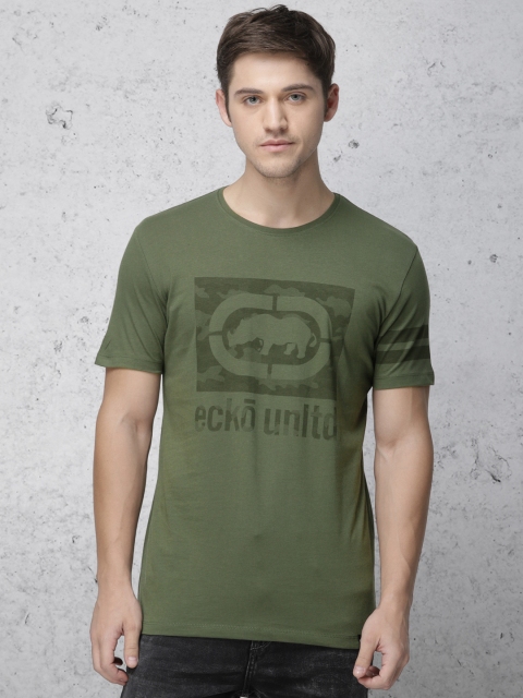 

Ecko Unltd Men Olive Green Printed Round Neck T-shirt