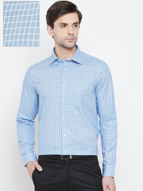 

Blackberrys Men Blue & Off-White Smart Fit Checked Formal Shirt