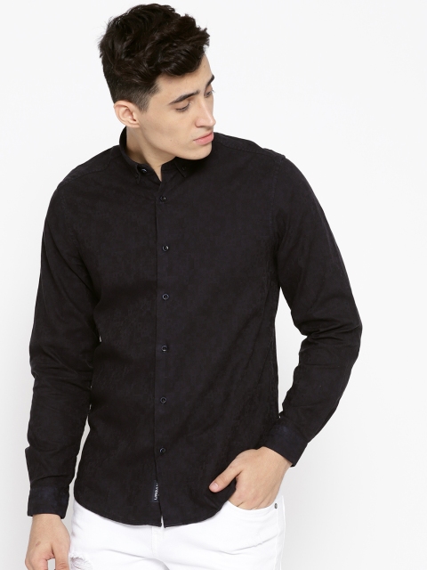 

Blackberrys Men Black Slim Fit Self Design Casual Shirt