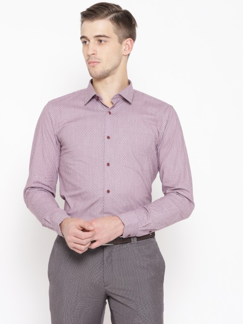 

Blackberrys Men Purple Slim Fit Knitted Self Design Formal Shirt