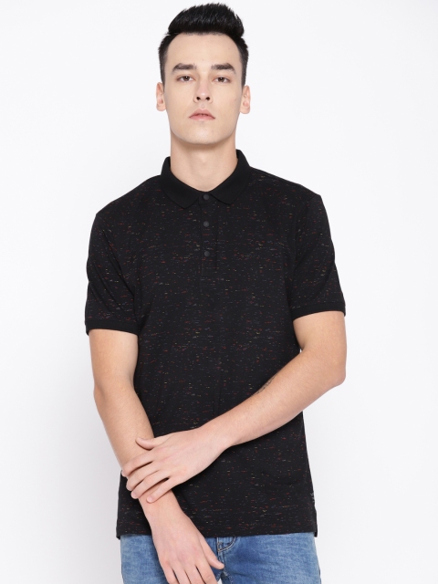 

Blackberrys Men Black Printed Polo Collar T-shirt