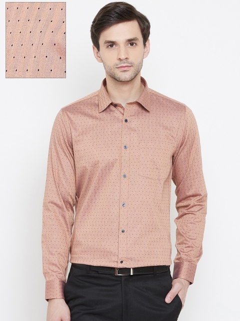 

Blackberrys Men Peach-Coloured Slim Fit Self Design Formal Shirt