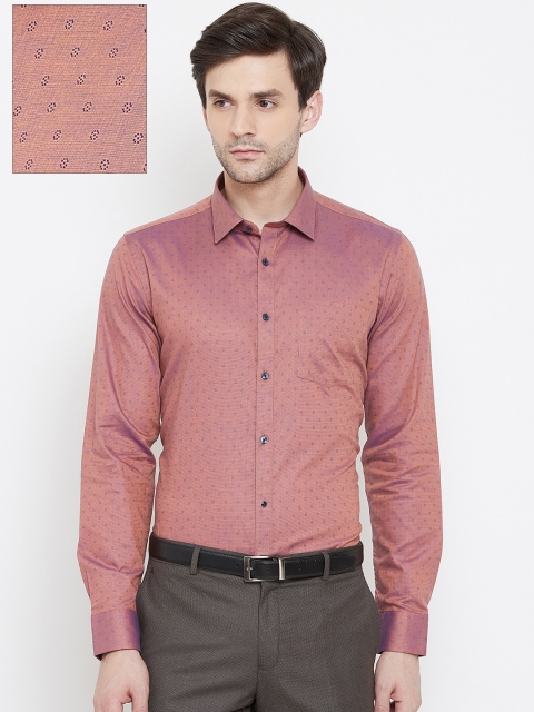 

Blackberrys Men Orange & Blue Slim Fit Self Design Dual-Toned Formal Shirt