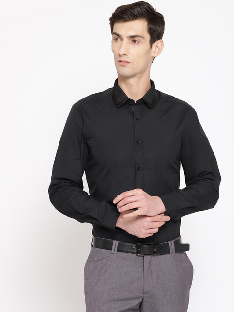 

Blackberrys Men Black Slim Fit Solid Partywear Shirt