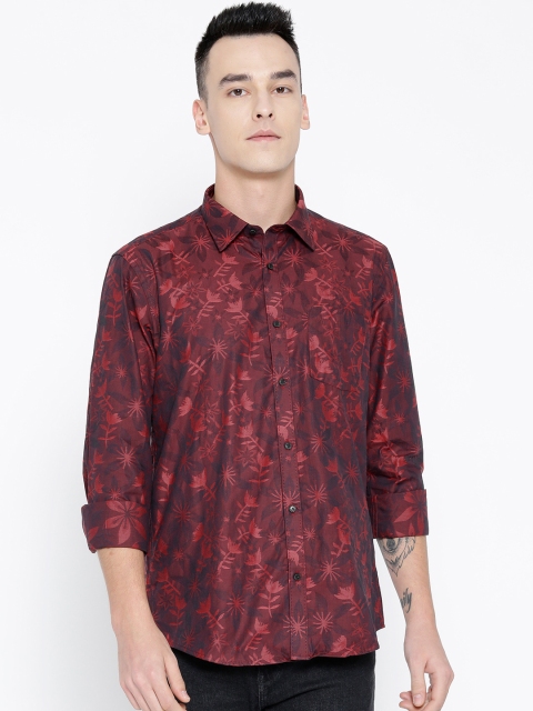 

Blackberrys Men Maroon Slim Fit Printed Casual Shirt