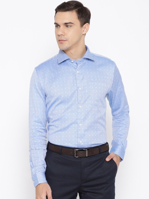 

Blackberrys Men Blue Smart Regular Fit Self Design Formal Shirt