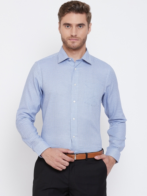

Blackberrys Men Blue Slim Fit Self-Design Formal Shirt