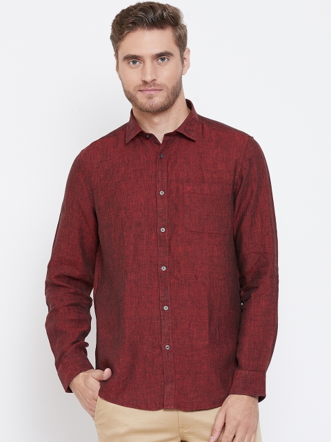 

Blackberrys Men Maroon Slim Fit Solid Linen Casual Shirt