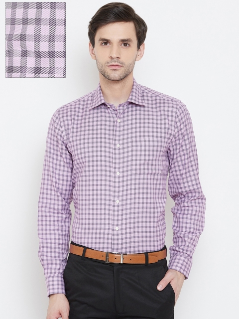 

Blackberrys Men Pink & Purple Regular Fit Checked Formal Shirt