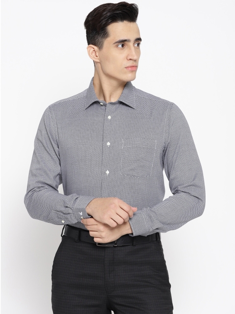 

Blackberrys Men Black & White Slim Fit Self Design Formal Shirt