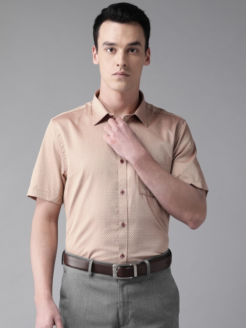 

Blackberrys Men Beige & Maroon Slim Fit Self Design Party Shirt