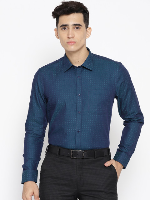 

Blackberrys Men Teal Blue Slim Fit Self Design Party Shirt