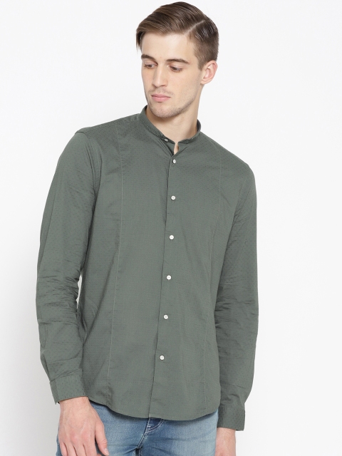 

Blackberrys Men Green Slim Fit Self Design Casual Shirt
