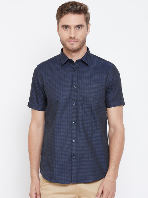 

Blackberrys Men Navy Blue Slim Fit Self-Design Casual Shirt