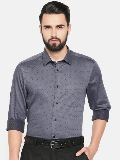 

Blackberrys Men Grey Slim Fit Self Design Formal Shirt