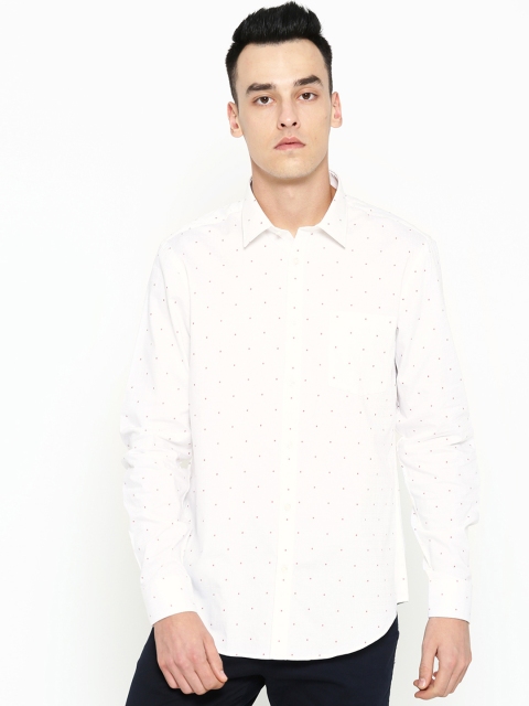 

Blackberrys Men Off-White & Red Slim Fit Self Design Casual Shirt