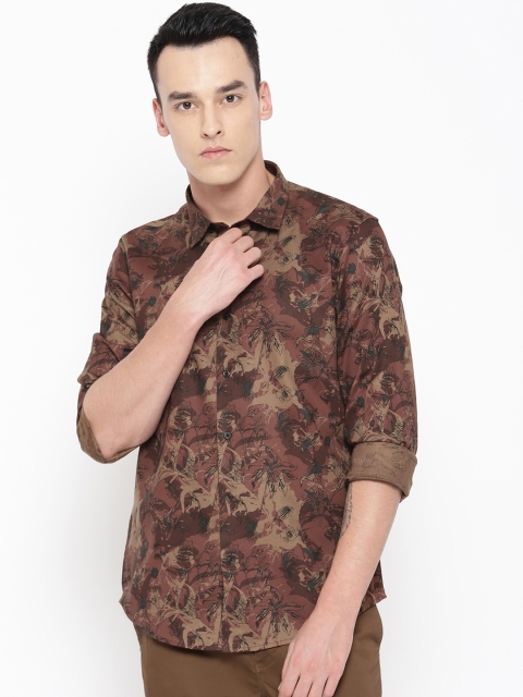 

Blackberrys Men Brown Slim Fit Printed Casual Shirt