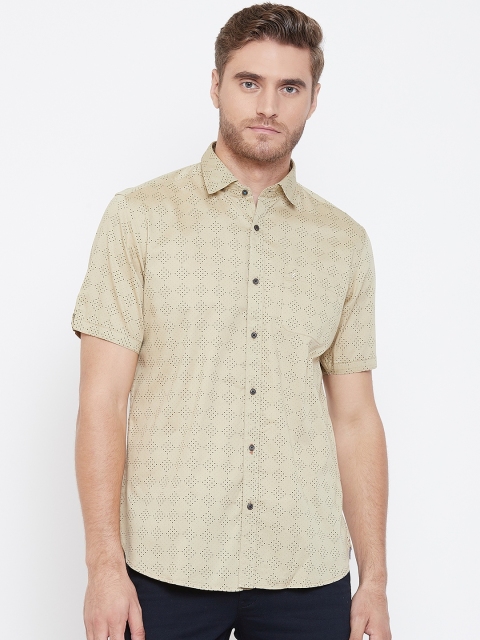 

Blackberrys Men Beige & Black Slim Fit Printed Casual Shirt