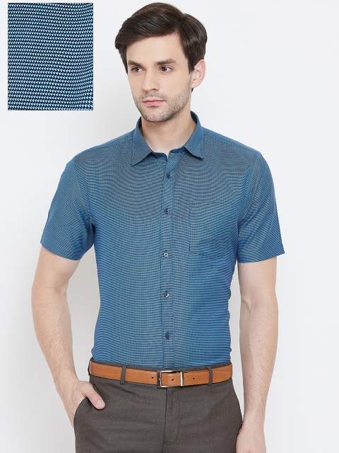 

Blackberrys Men Blue Slim Fit Self Design Casual Shirt