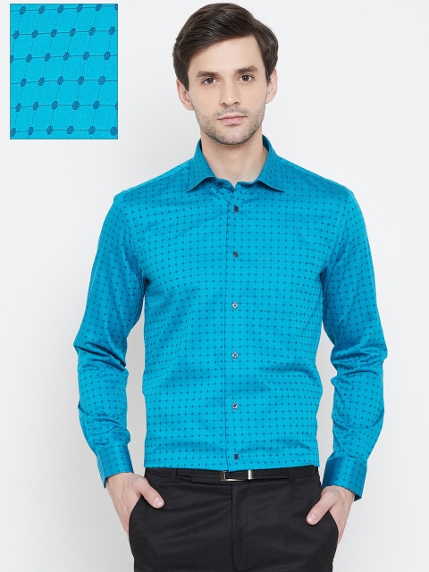 

Blackberrys Men Blue Slim Fit Checked Formal Shirt