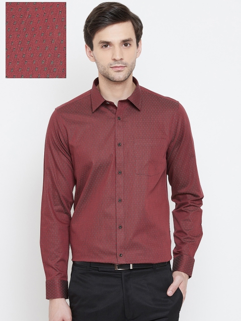 

Blackberrys Men Maroon & Green Slim Fit Self Design Formal Shirt