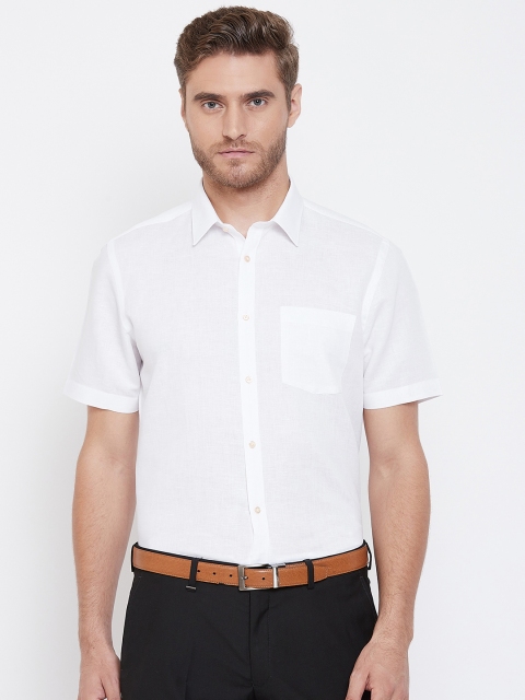 

Blackberrys Men White Slim Fit Solid Smart Casual Shirt