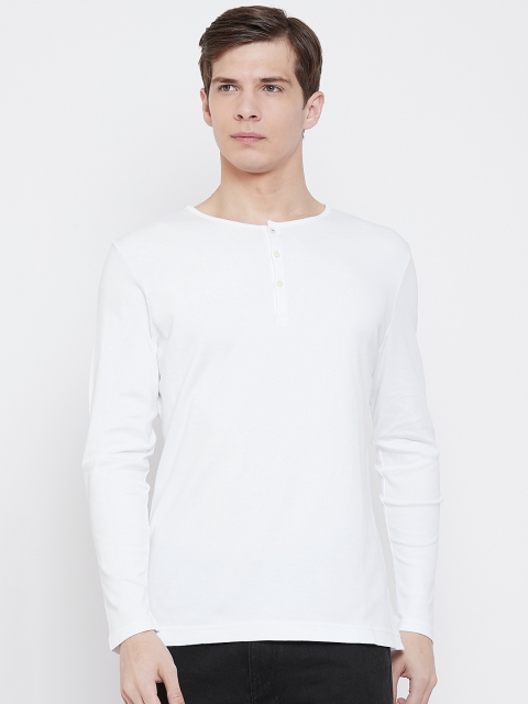 

Blackberrys Men White Solid Henley Neck T-shirt
