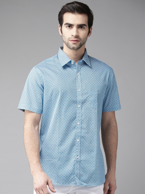 

Blackberrys Men Blue & White Slim Fit Printed Casual Shirt