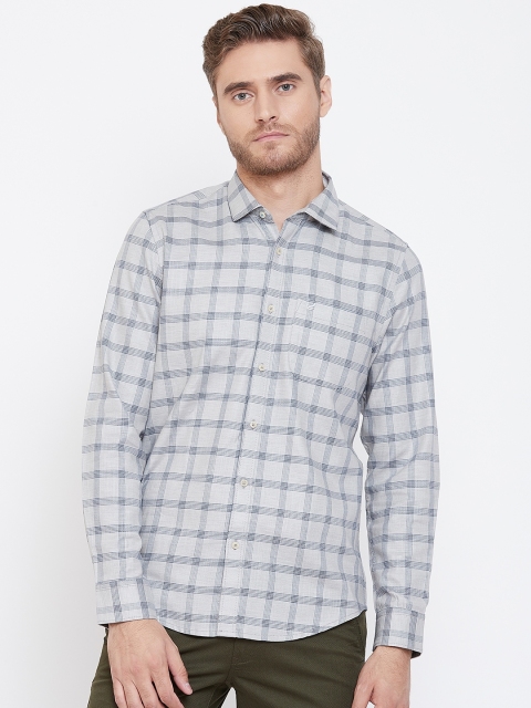 

Blackberrys Men Grey & Navy Blue Slim Fit Checked Casual Shirt