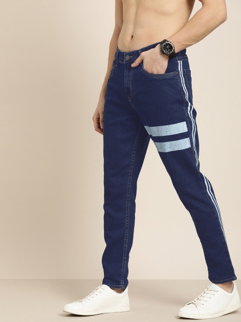 

Moda Rapido Men Blue Slim Tapered Fit Mid-Rise Stretchable Jeans With Strip Detail