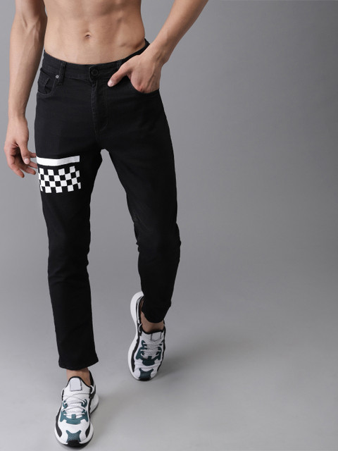 

Moda Rapido Men Black Slim Tapered Fit Mid-Rise Clean Look Stretchable Cropped Jeans