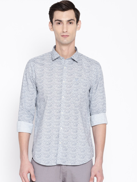 

Blackberrys Men Navy & Off-White Slim Fit Printed Casual Shirt, Navy blue