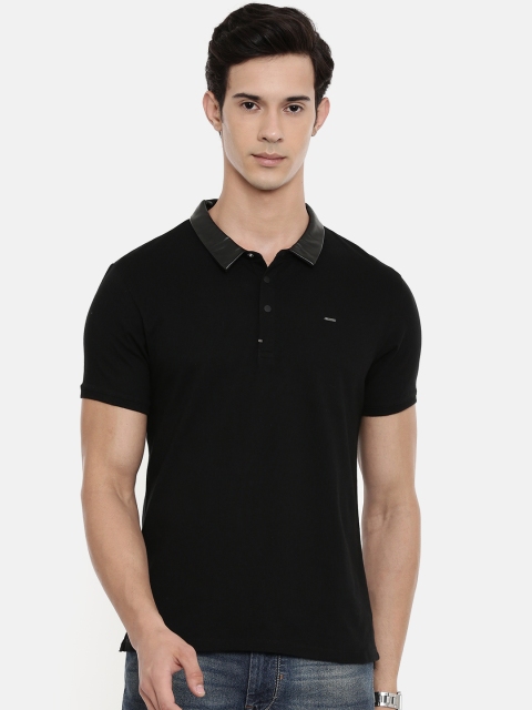

Blackberrys Men Black Solid Polo Collar T-shirt