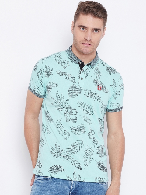 

Duke Men Blue Printed Polo Collar T-shirt